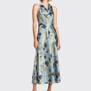 VINCE Nouveau Blue Tulip Halter Neck Dress Sz 12